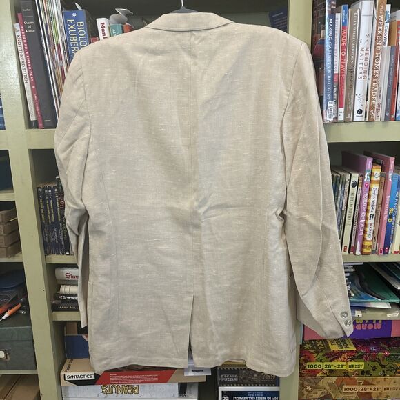Vintage 1950 Abercrombie & Fitch Oatmeal Irish Linen Coat Crested Blazer Rare 40 - Picture 3 of 12